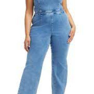 GOOD AMERICAN DENIM STRAIGHT-LEG VACAY JUMPSUIT - size 2XL